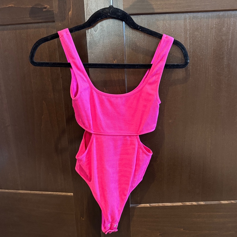 Garage Pink Ribbed Bodysuit
